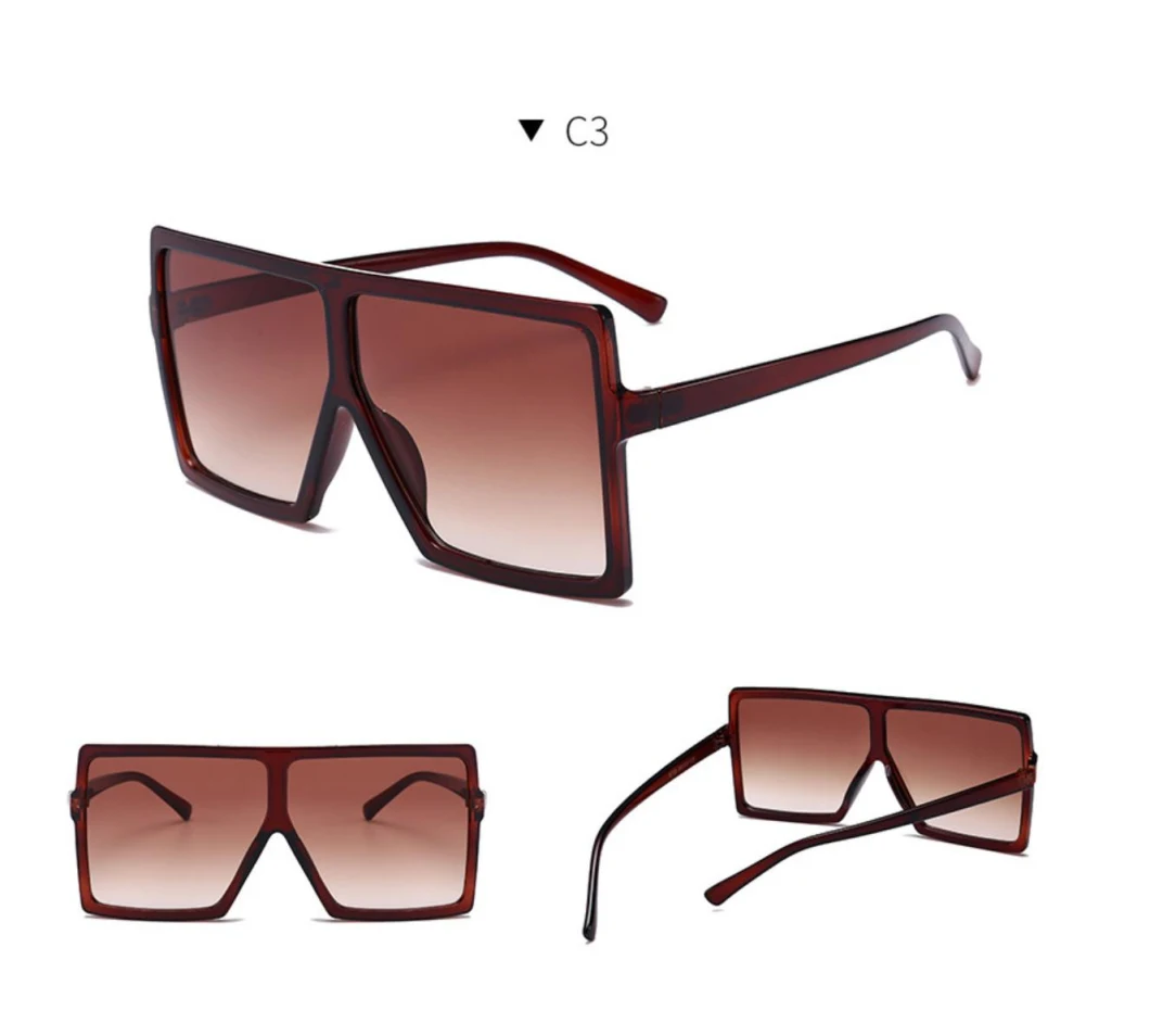 2020 Stylish UV400 Oversize Sunglasses Fashion Women Sunglasses Black Square Sunglasses