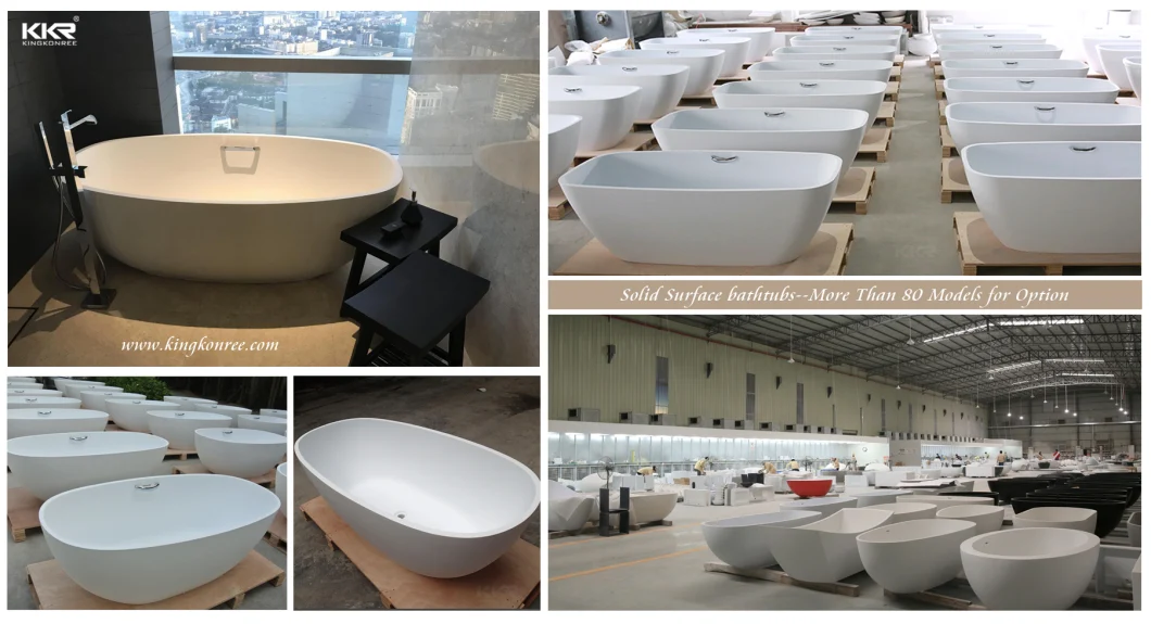 Acrylic Solid Surface Stone Bathtub Free Standing Artificial Marble Bath Tub