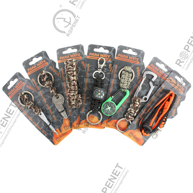 Key Chain with Carabiner Ring for Men, Ropenet Camo Color Paracord Keychain Gifts