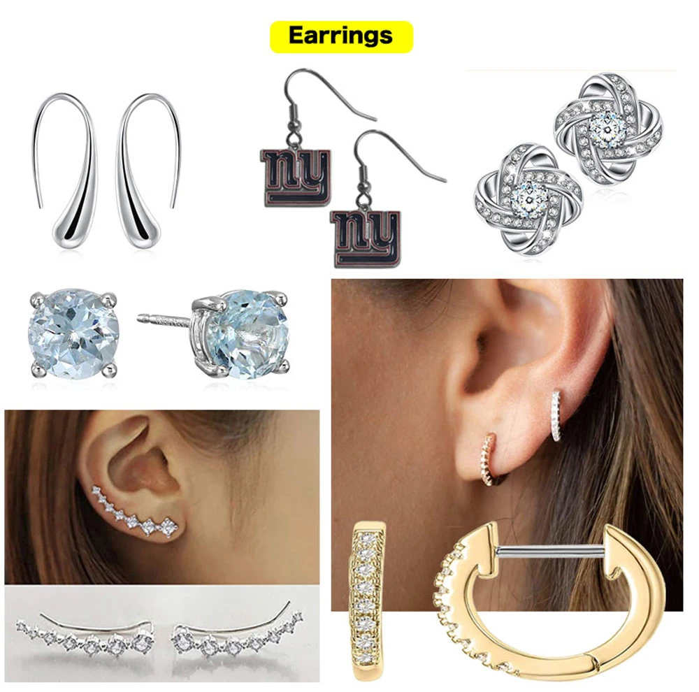 Limit 30 Pairs Jewelry Fashion Simple White Gold 925 Sterling Silver Color Wedding Earrings for Women