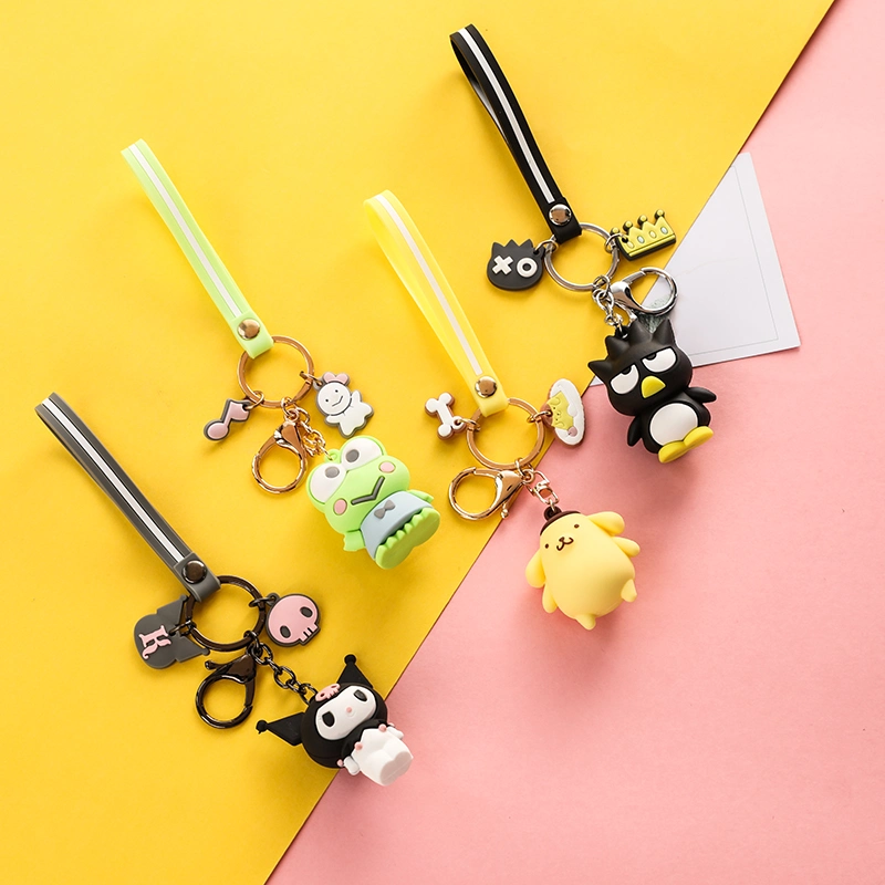 Cute Anime Kuromi Melody Hello Kitty Keychain Kawaii Cartoon Big Eared Dog Frog Pudding Dog Penguin Women Bag Pendant Key Chain