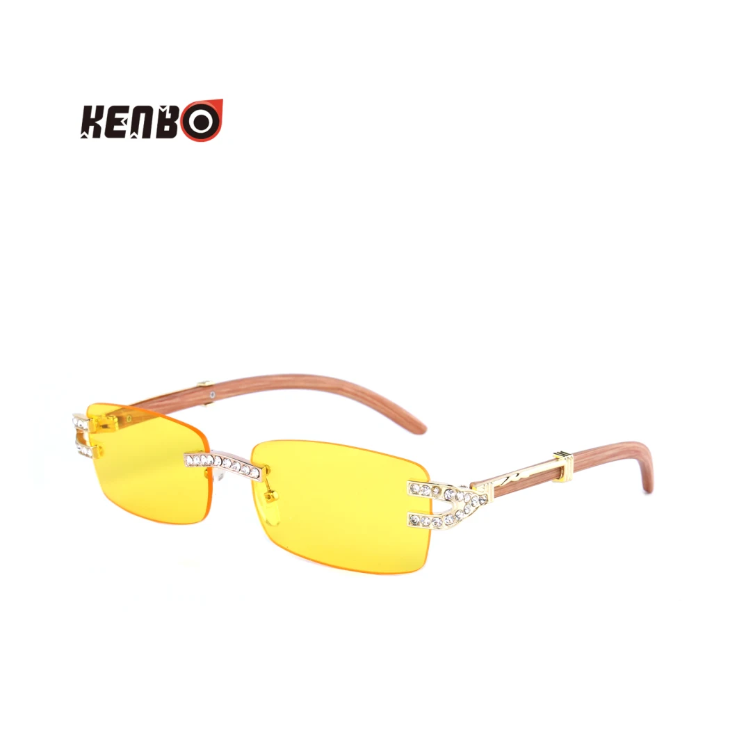 Kenbo Eyewear 2021 Luxury Diamond Unique Rimless Frameless Shades Sunglasses for Womens