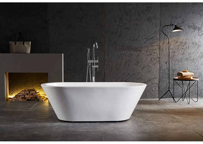Foshan Factory White Hot Tub for Sale Pure Acrylic Freestanding Bathtub Soaking Bath Tub (QT-D006)