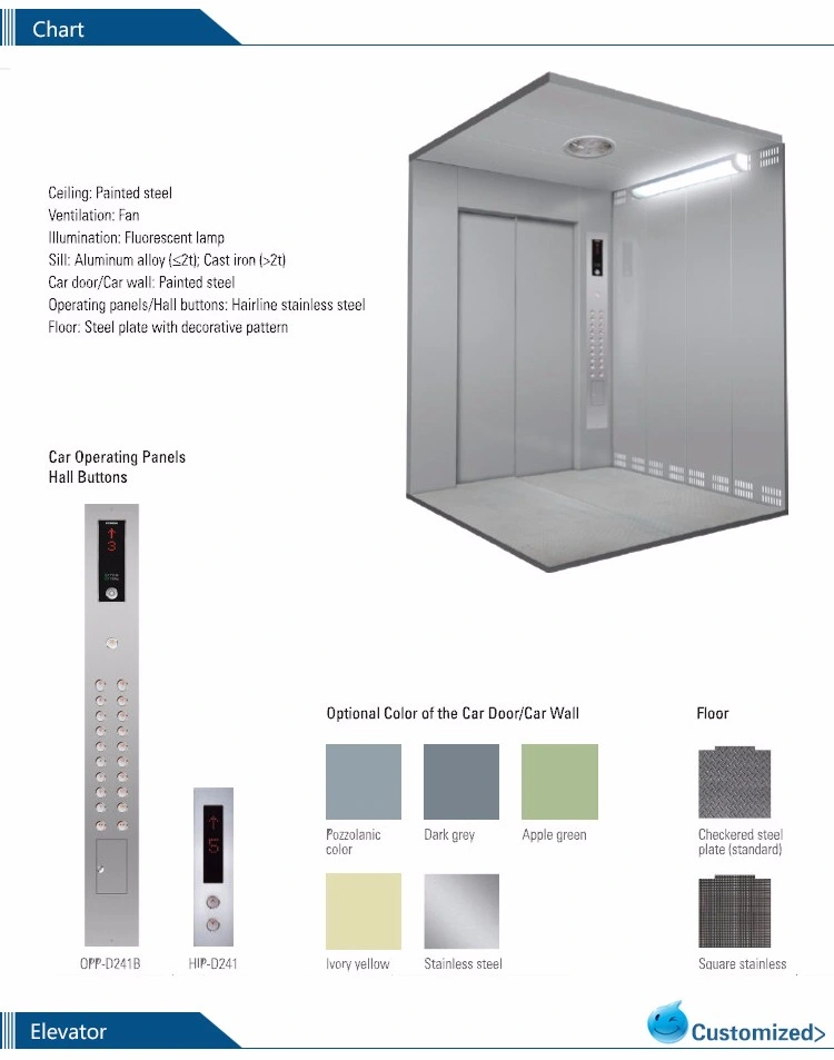 Automatic Opening AC Drive Capacity 3000kg Large Space Freight Elevator for Shopping Mall Use