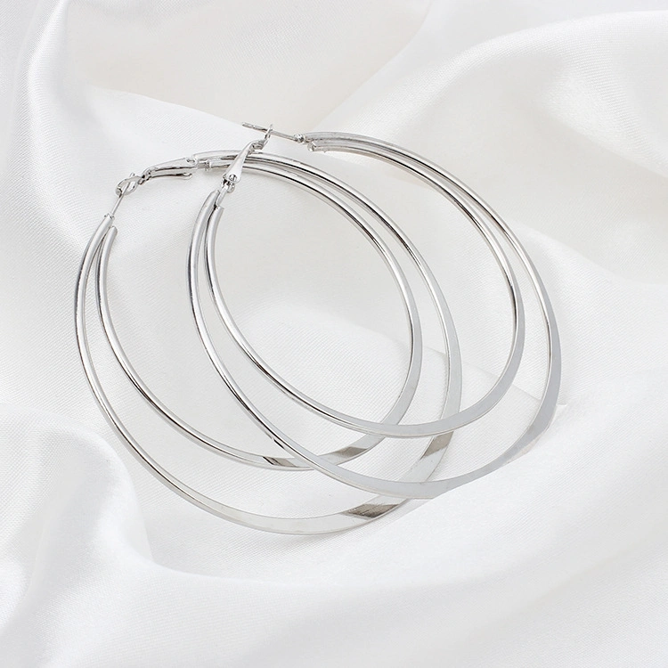 New Metal Exaggerated Geometric Large Circle Double Earrings