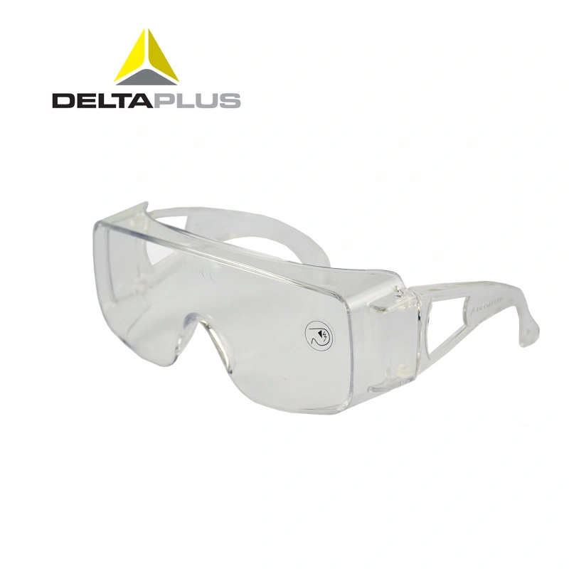 Anti Fog Adjustable Transparent Safety Glasses General with PC Lenses Deltaplus 101131 One-Piece Lens Safety Eyewear for Use with Prescription Glasses