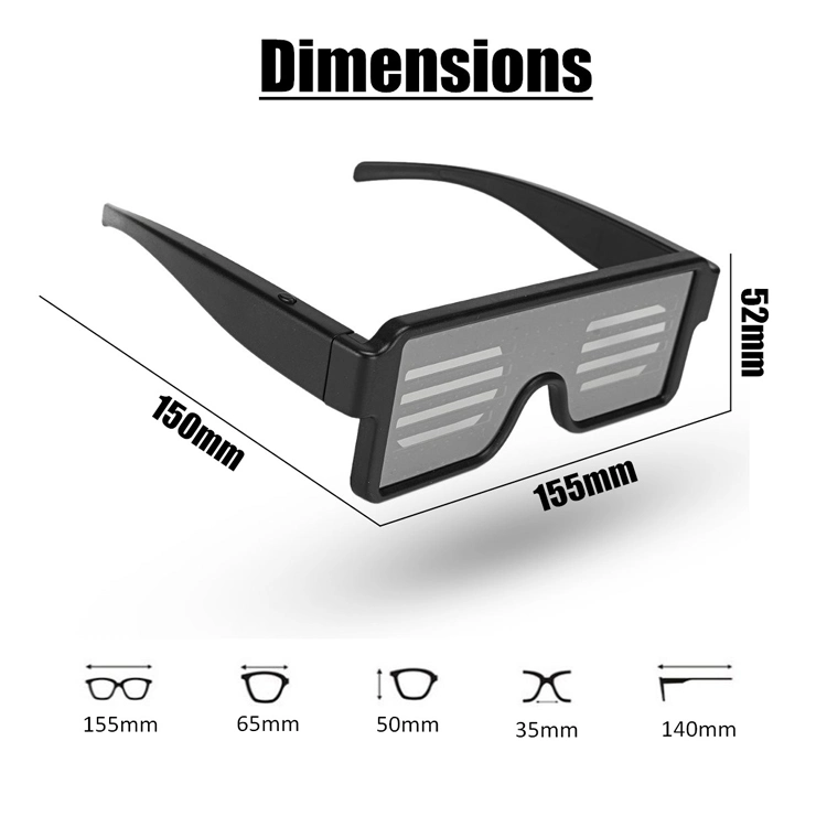New Arrivals Custom Logo Images LED Flashing Rechargeable LED Glasses Party LED Sunglasses