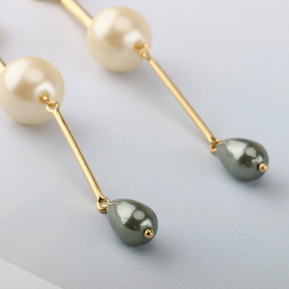 2018 Women Jewelry Fashion Design Long Chain Gold Pearl Earrings Design for Girls