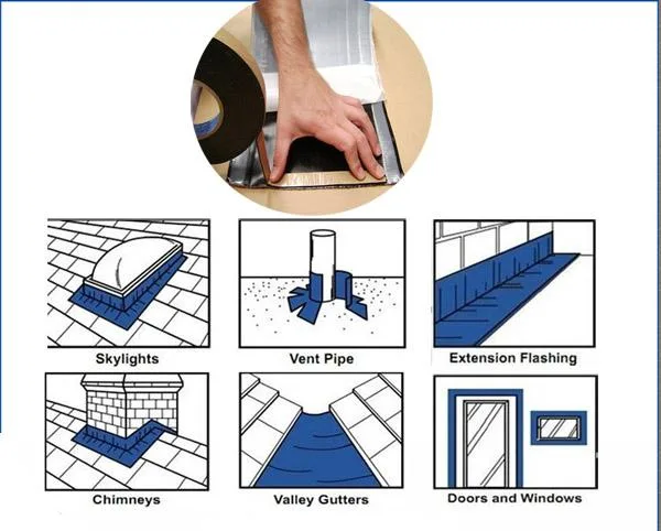 Waterproof Self-Adhesive Bitumen Flashing Tape Construction Materials for Repairing