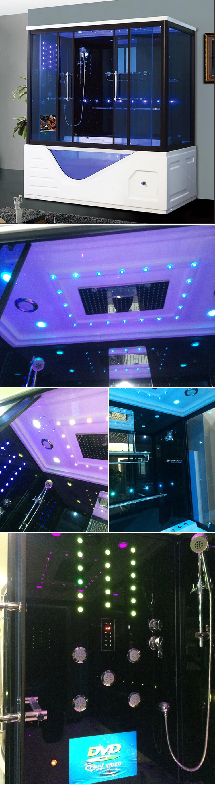 with LED Display and Massage Jets Steam Shower Whirlpool Tub