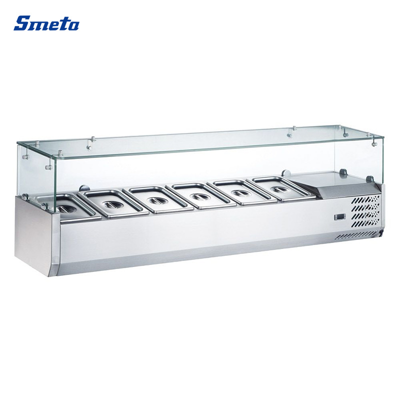 59 Inch 6*1/3gn Glass Top Display Chiller Counter Top Salad Bar