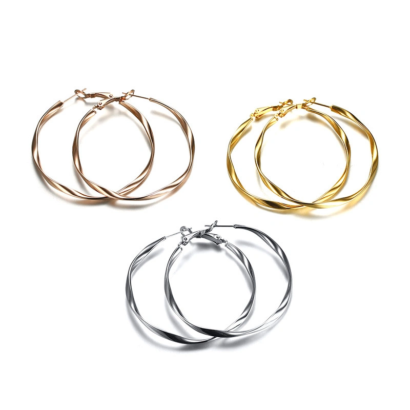 Fashion Jewelry Twisted O Ring Simple Earrings Ladies Wild Fashion Earrings Big Circle Earrings