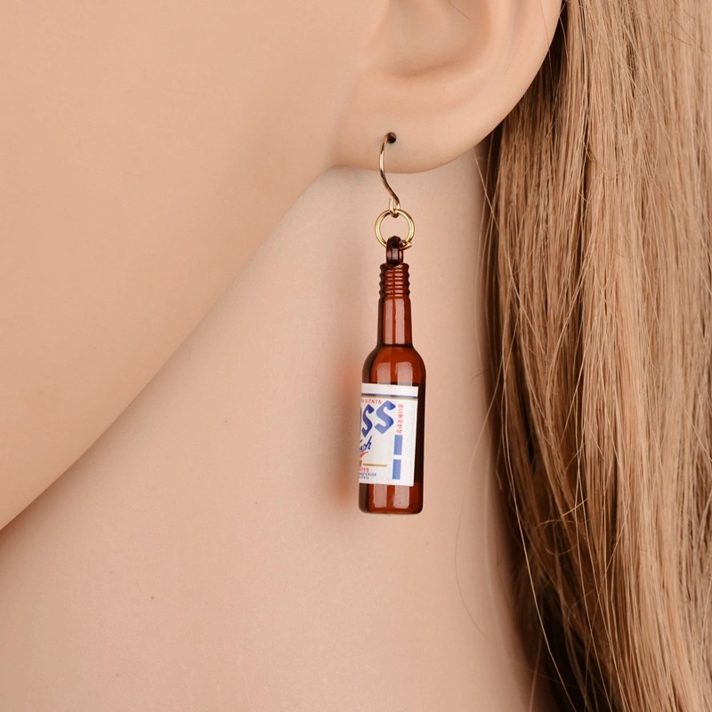 Fashion Jewelry Long Dangle Drop Acrylic Beer Bottle Earrings