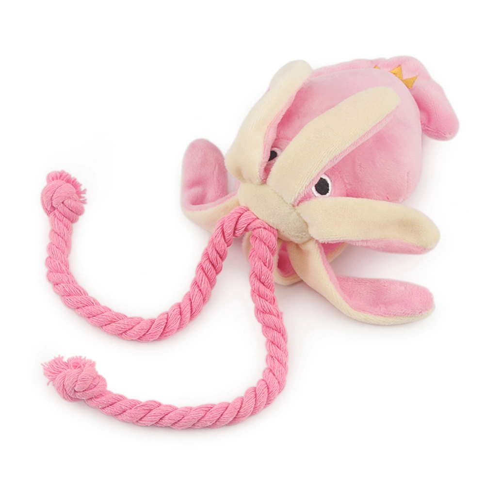 Cute Squid Dog Toy Octopus Cute Plush Pet Puppy Rope Toys Pink Chew Squeak Toys