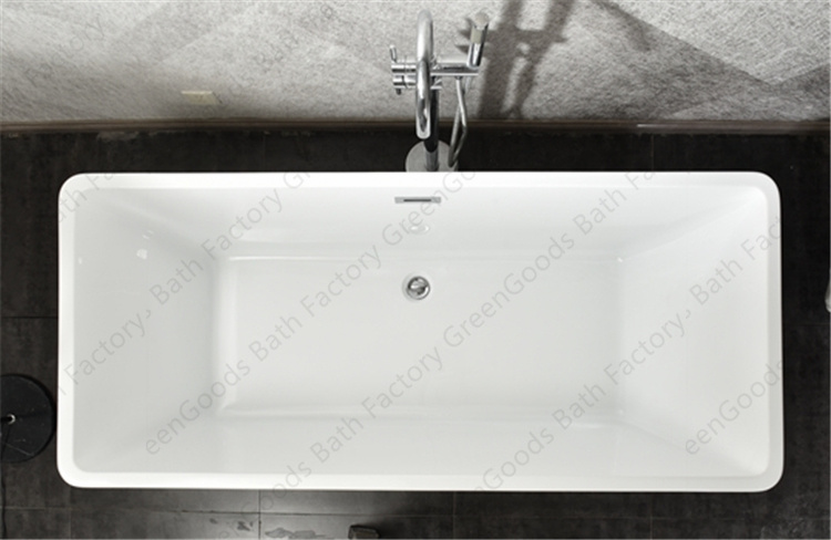 1.7m Freestanding Acrylic Rectangular Dual-Side Hot Bathtub