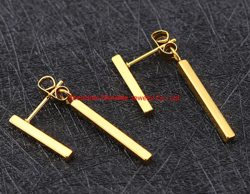 Factory Direct Sale Korean Fashion Stainless Steel Ear Pin Chain on Both Sides Titanium Steel 18K Rose Gold Earrings Ear Jewelry Er4251