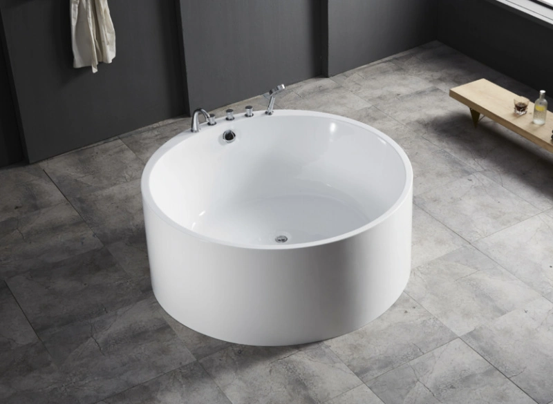 Foshan Factory 1.5 Mater Round Hot Tub Good Quality Acrylic Freestanding Tubs Soaking Bathtub (QT-Y002)