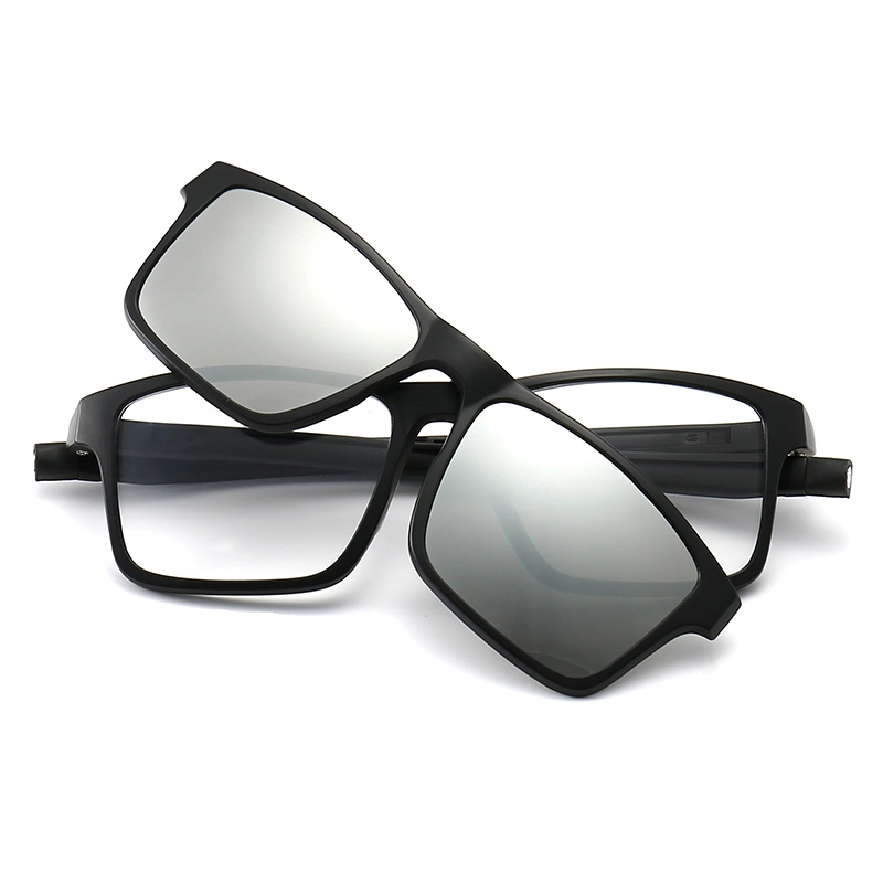Ready Goods Eyeglass Frames with Clip on Sunglasses Magnetic Clip-on Frame Eyewear Polarized Tr90