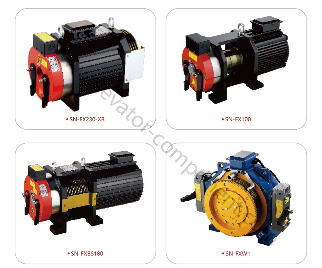 Load 400~480kg Gearless Traction Machine for Machine Room Less Traction Elevator