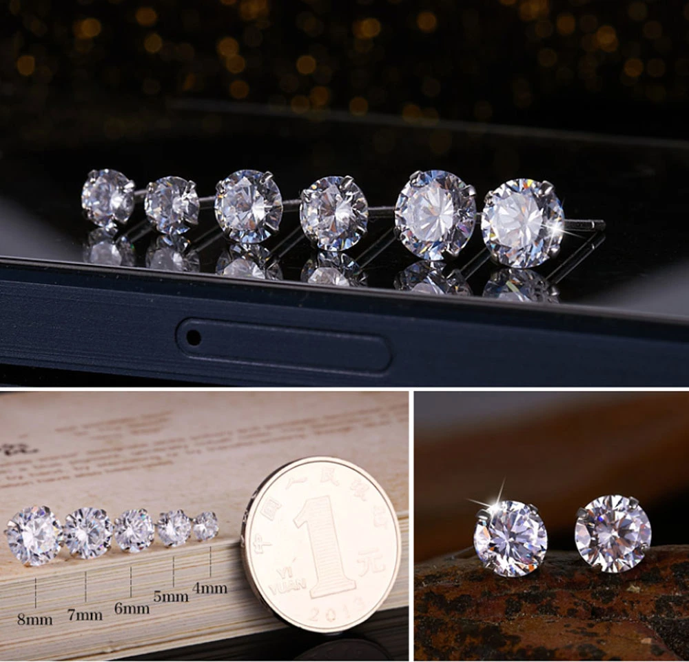 2020 Fashion Wedding Party Jewelry Girls Ear Ring 925 Sterling Silver CZ Cubic Zirconia Stud Earrings for Women
