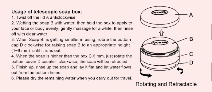 Natural Essential Oils Rose Bar Soap in Retractable Bath Soap Holder