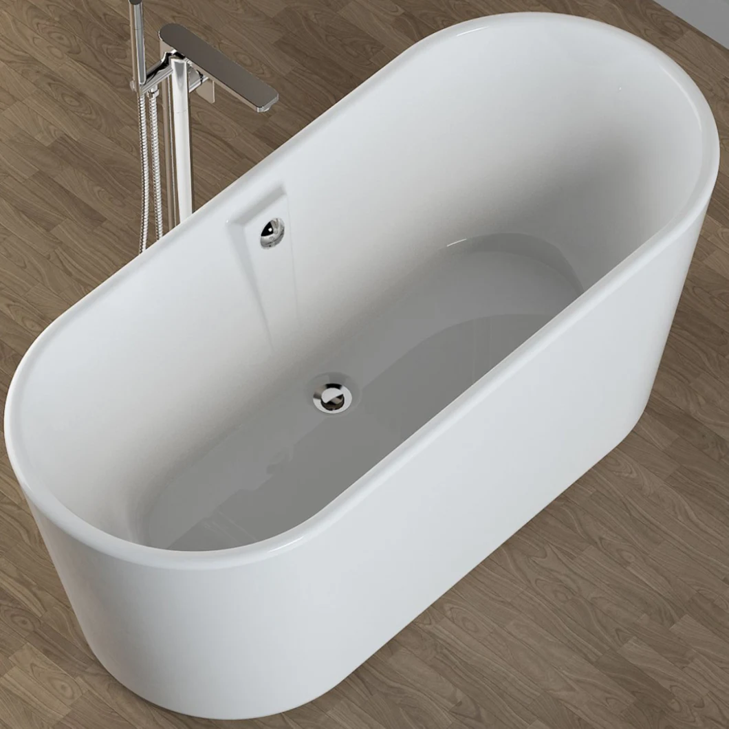 Acrylic Center Drain Non-Whirlpool Freestanding Bathtub Plastic Bathtub for Adult
