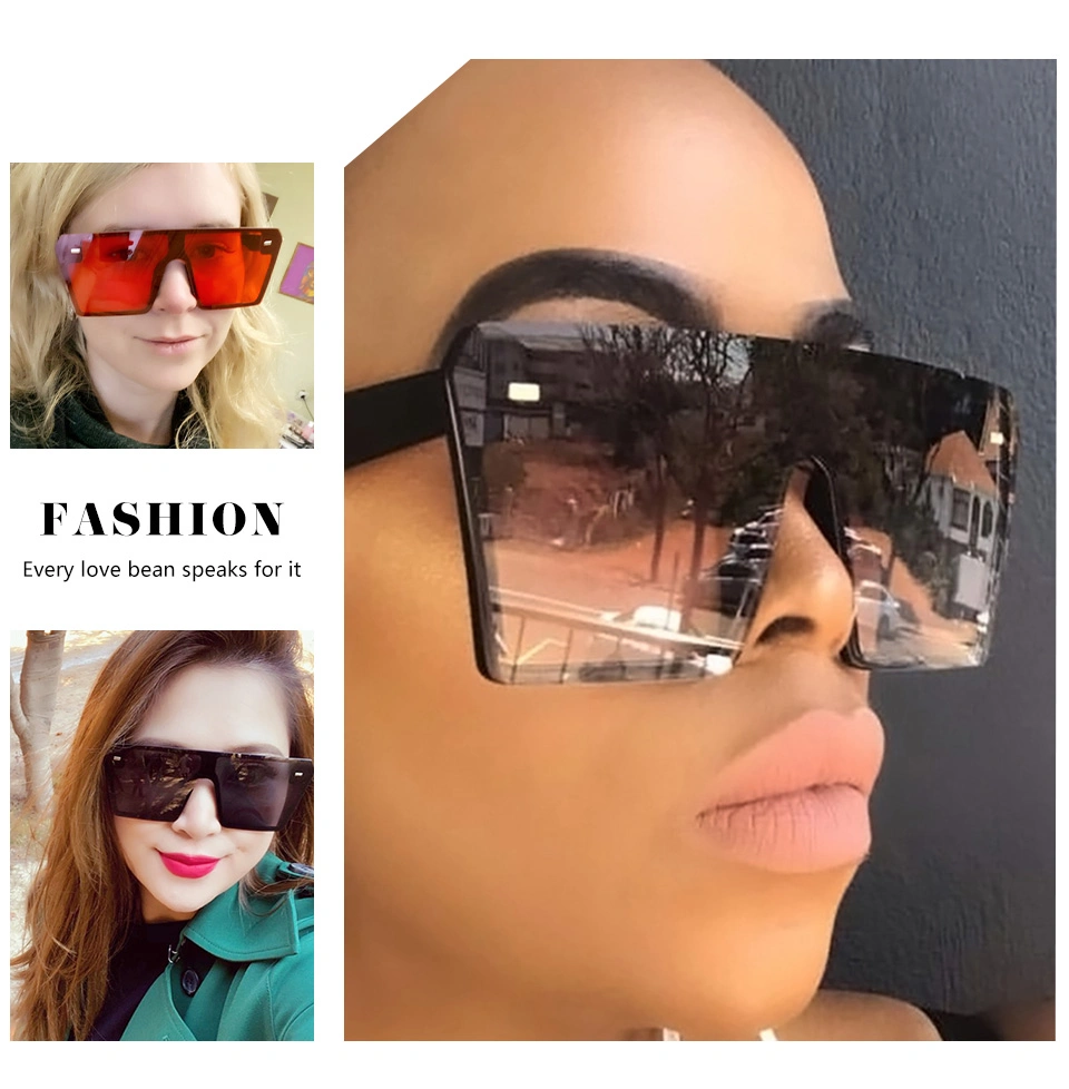 2020 Oversize Square Women Zonnebril Dames Fashion Flat Top Gradient Sunglasses