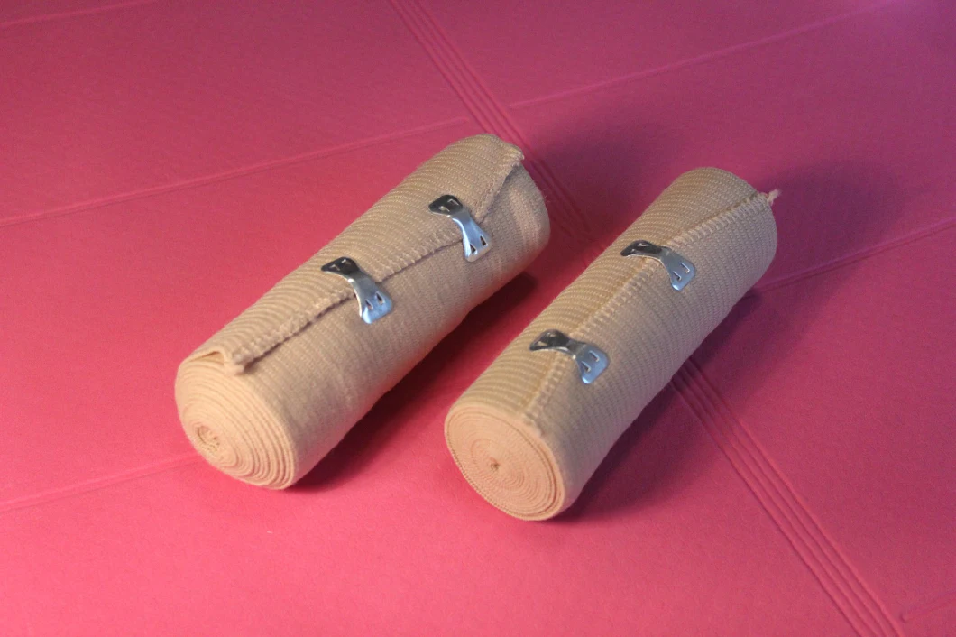 100% Cotton Elastic Crepe Bandage with Aluminium Bottons