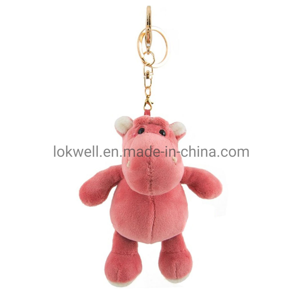 Soft Doll Pink Hippo Costume Animal Keychain Plush Stuffed Toys