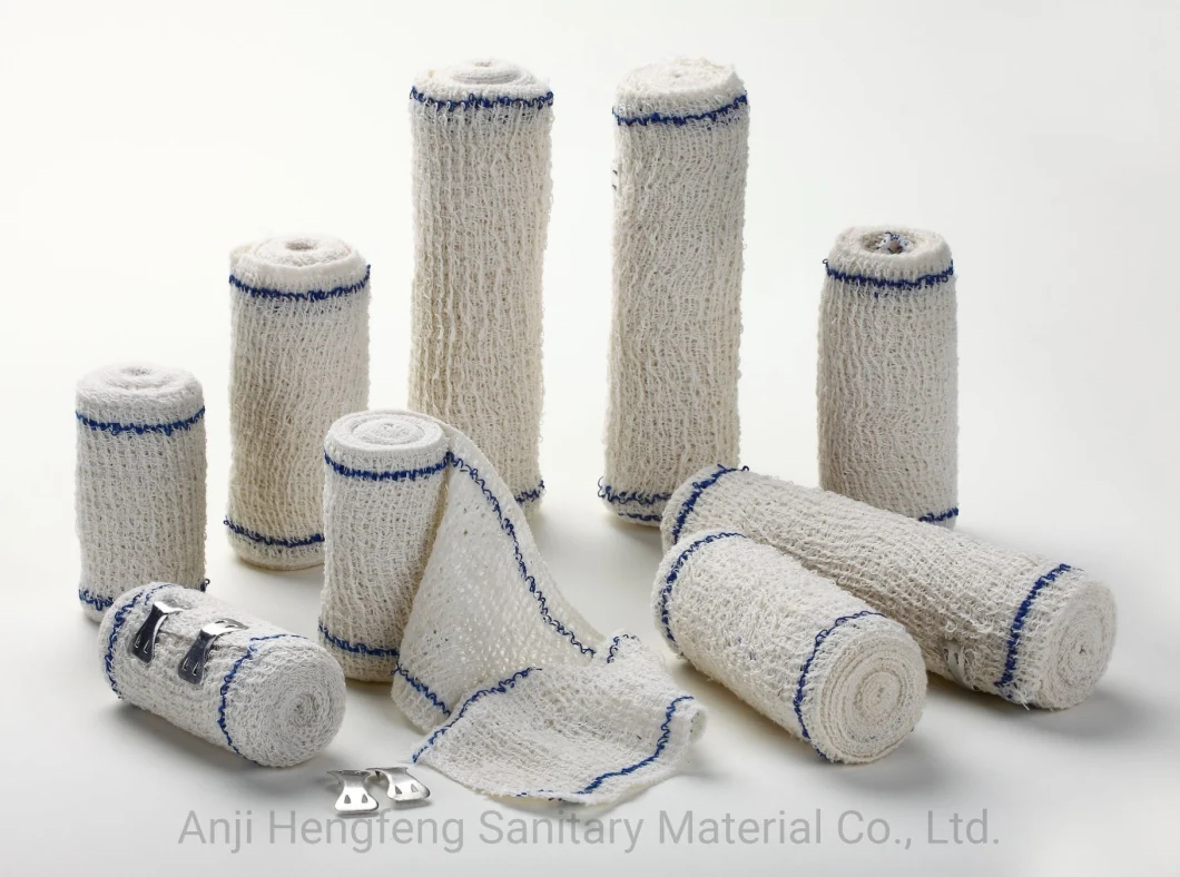 Disposable Latex or Latex Free Cotton Crepe Bandage Size High Elastic Bandage with Clip with OEM