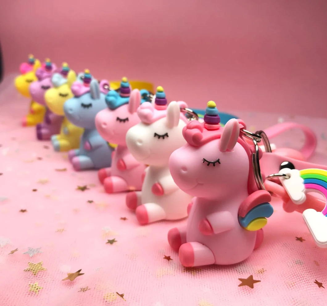 Cute PVC Animal Unicorn Keychain for Promotion Gifts