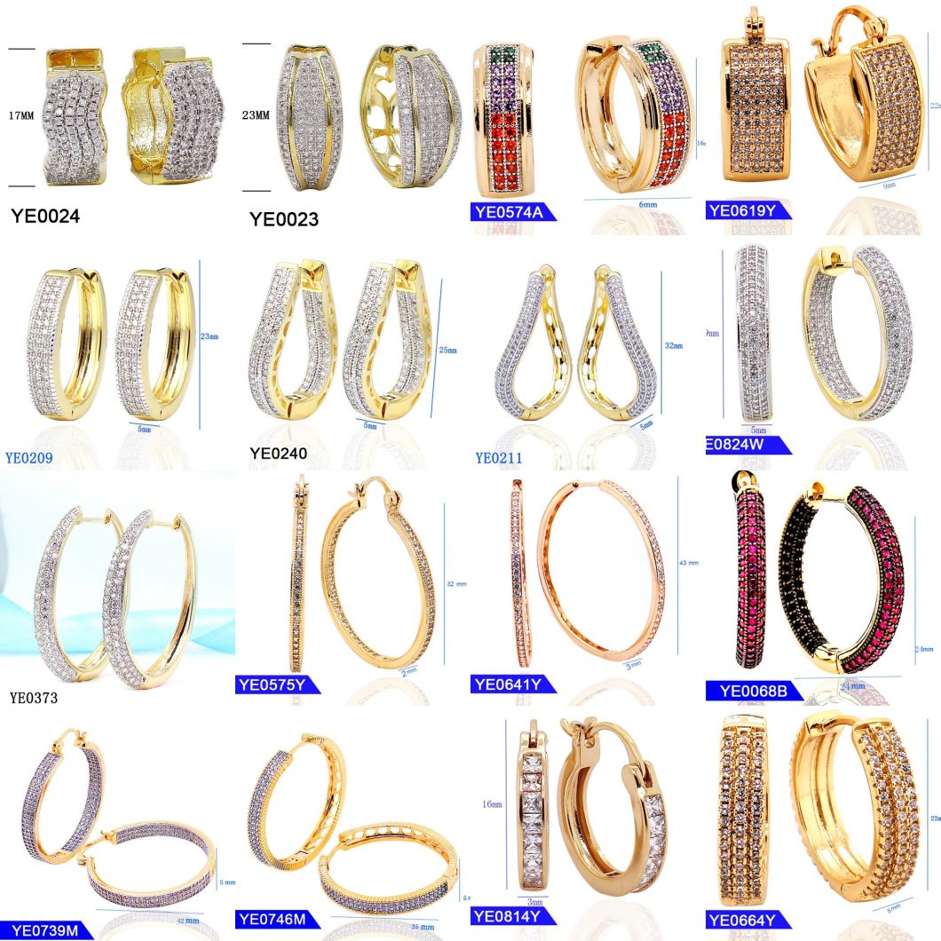 Factory Wholesale Fashion Jewellery 18 Gold Plated Silver or Brass CZ Huggie Hinged Hoop Earrings