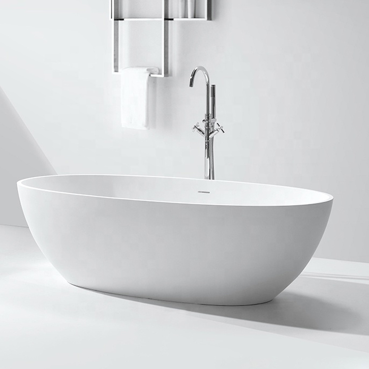 Modern Solid Surface Acrylic Bath Tub Black Matte Freestanding Bath Tub Touch Feeling Soft