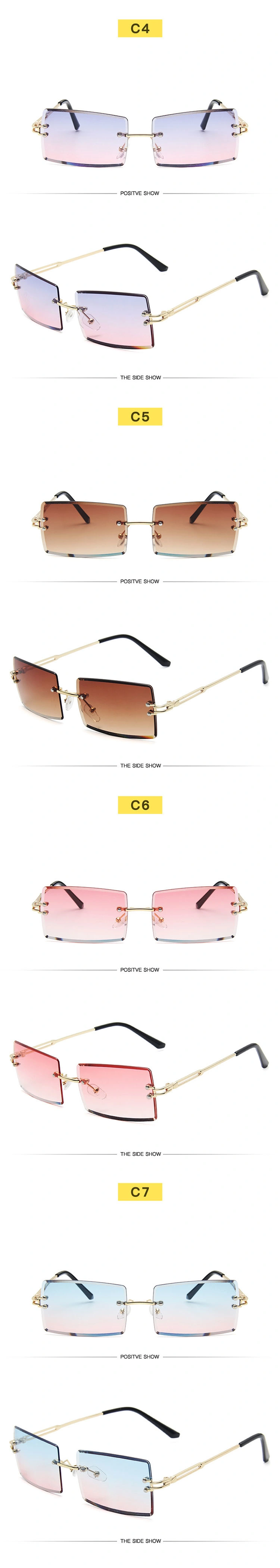 New Sunglasses for 2020 Rimless and Trimmed Sunglasses for Ladies Square Web Celebrity Gradient Shades