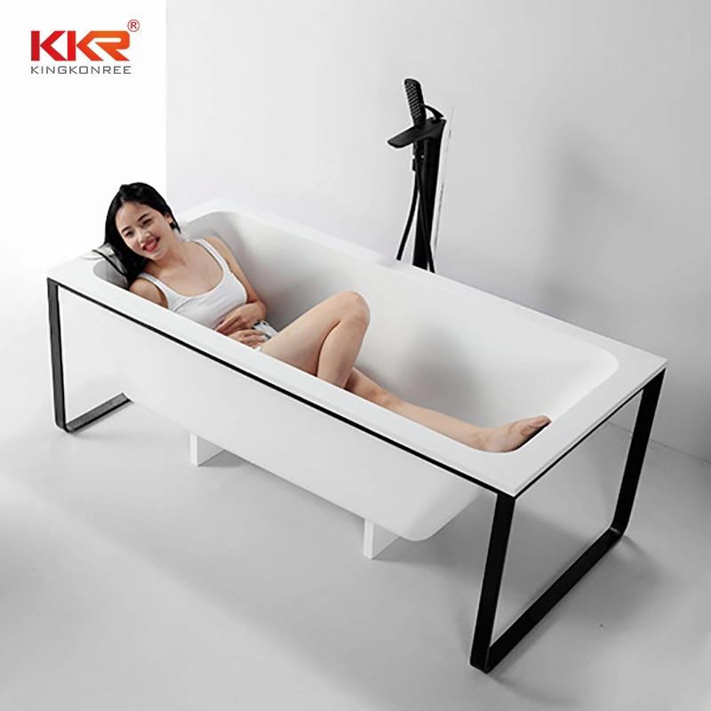 180cm Soaking Tubs Acrylic Solid Surface Round Bathtub for 2 Person White and Black Bath Tubs