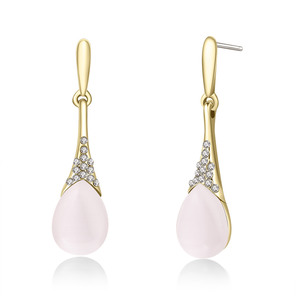 Fashion Semi-Precious Stone Eardrop Gold Plated Earrings for Women