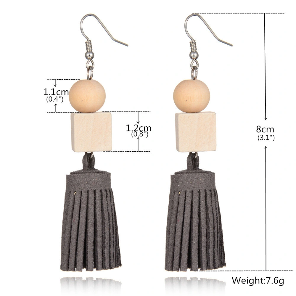 Wholesale Boho Leather Tassel Pendant Earrings for Women Drop Earring