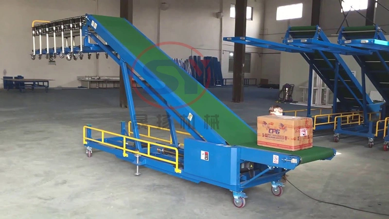 2020 Labor-Saving Flexible Telescopic Rubber Belt Conveyor for Bag Carton Package Loading Unloading