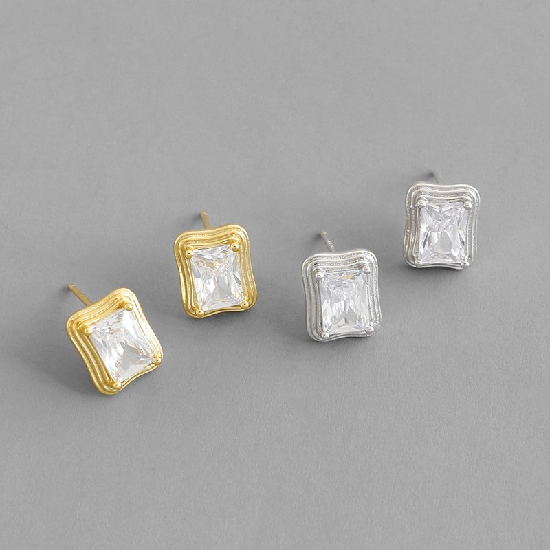 Fashion Simple Geometric Square Zirconia Earrings Jewelry