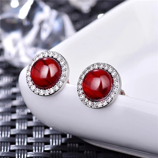 Round Agate Earrings Elegant Chalcedony Earrings for Women