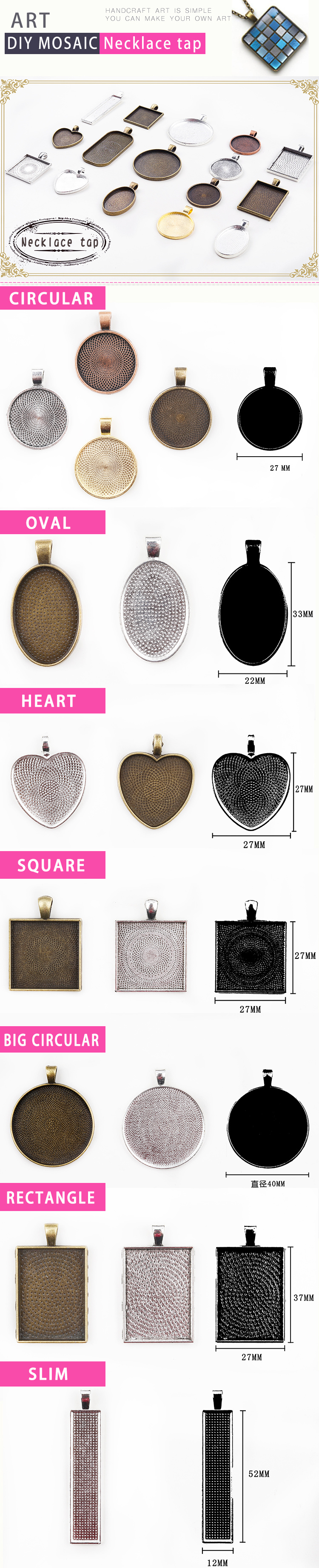 Alloy Jewelry Pendant Necklace Pendant Blastoderm DIY Mosaic Keychain Jewelry Accessories Handmade Creative Production