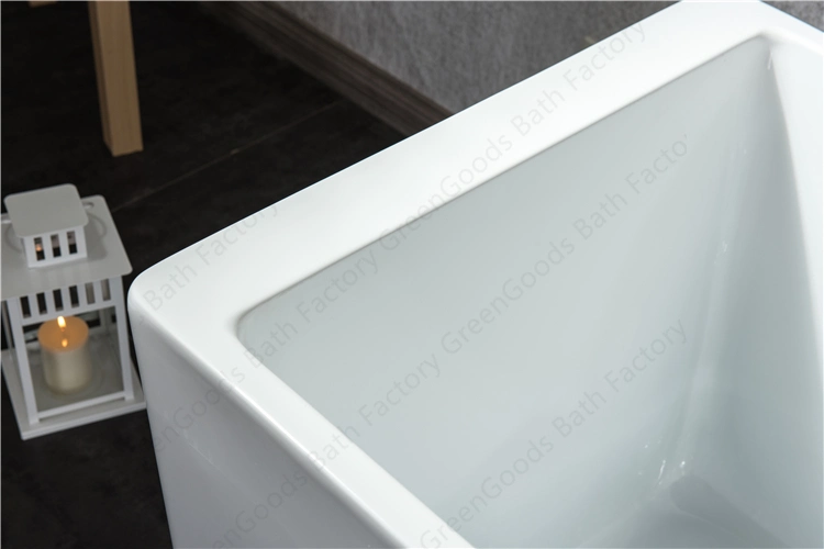 Acrylic Small Freestanding Soaking Mini Square Bath Tub 1300mm