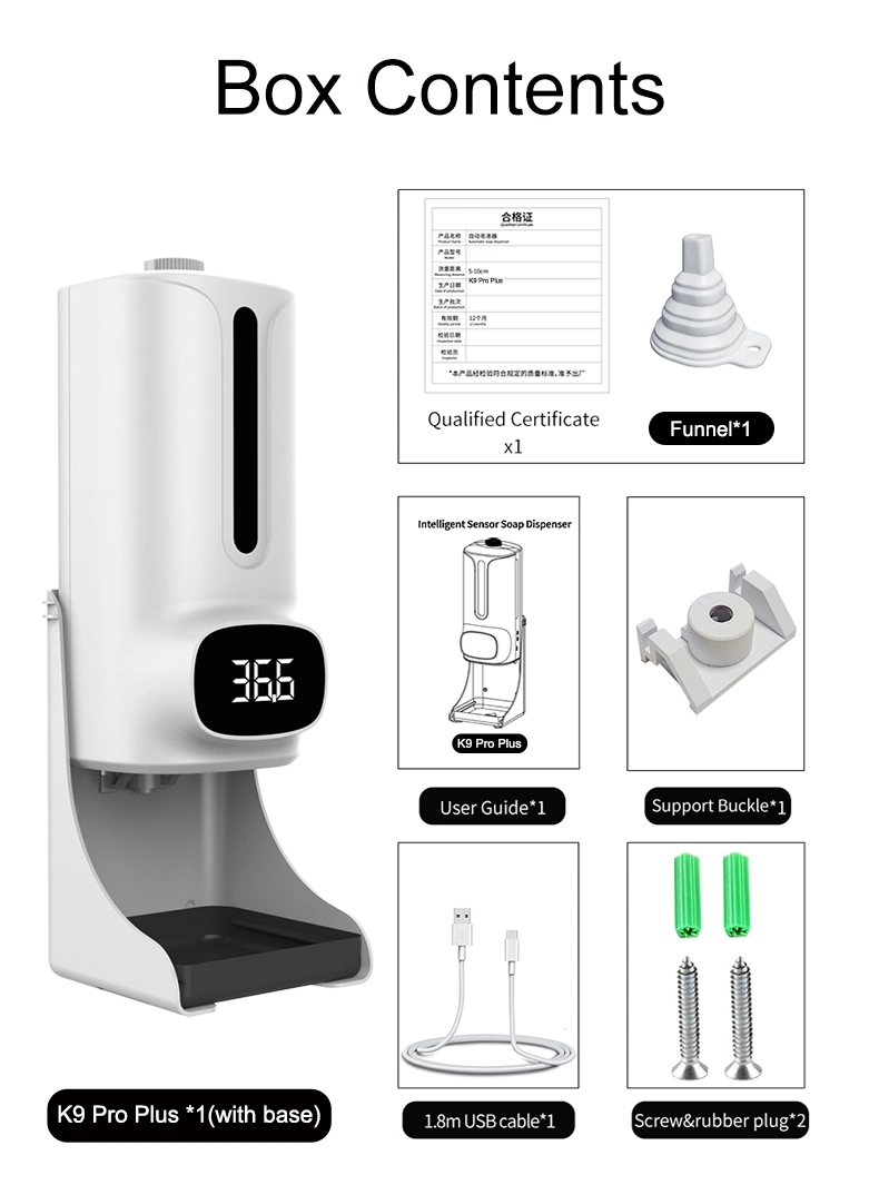 K9 PRO Plus Thermometer Automatic Soap Dispenser, Spray Hand Sanitizer Soap Dispenser 1200ml