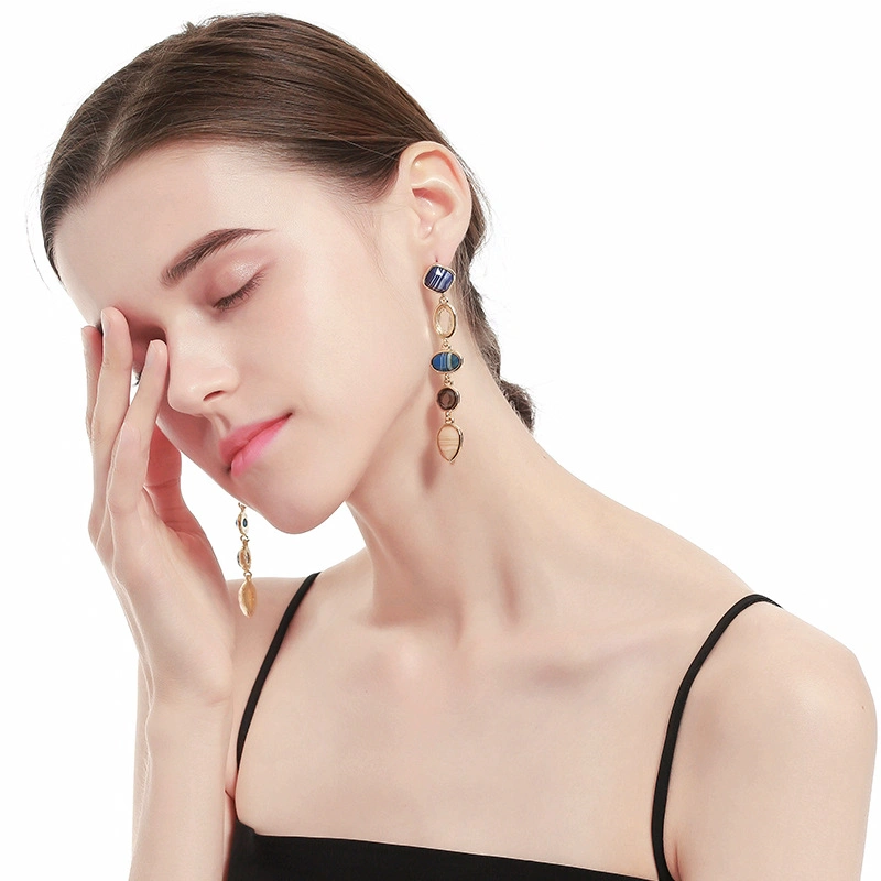 European and American Geometric Long Drop Earrings Jewelry New Acrylic Resin Earrings (ESG11629)