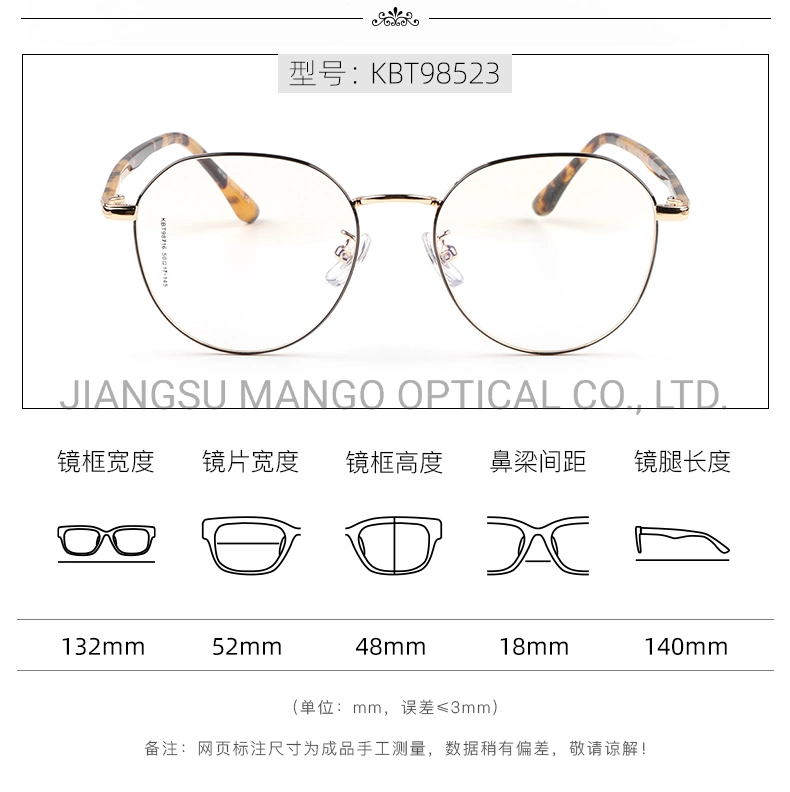 Metal Optical Frame Acetate Inject Core Temple Eyewear Glasses