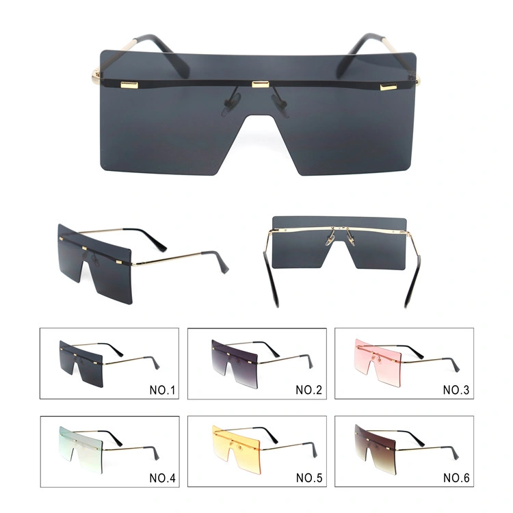 Kenbo New Arrivals Fashion Custom Logo Rimless Gradient Lens Sunglasses UV400 Oversized Square Sunglasses Women 202
