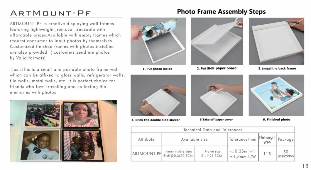 Detachable PS/Plastic Wall Photo Framing (wood/gold/rose gold)
