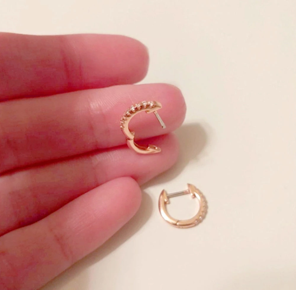 2020 Minimalist Jewelry Dainty Charm Huggies 925 Silver 18K Gold Dangle Hoop Earrings