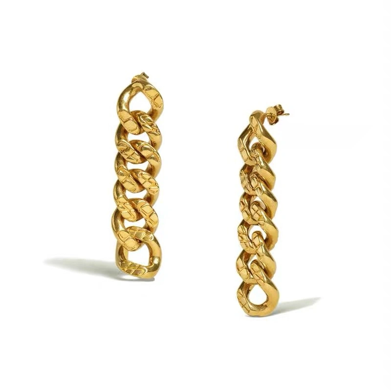 European and American Style Street Snap Metal Solid Chain Earrings