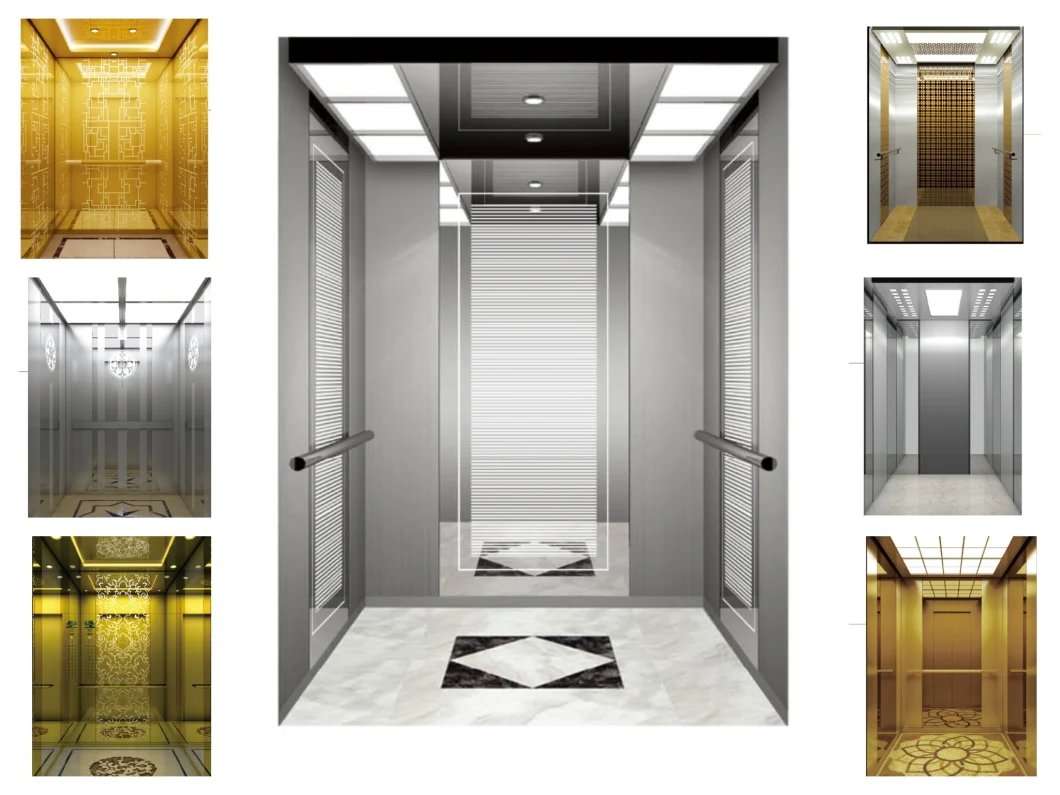Rose Gold Mirror Etched Passenger Elevator
